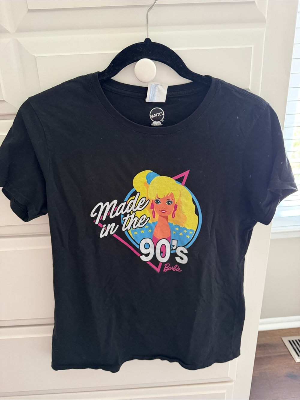 Mattel Black Tee with Neon Barbie Graphic
